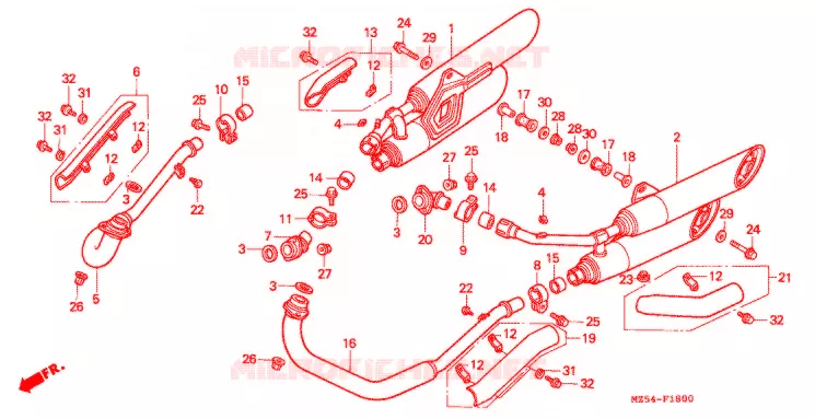 SILENCIEUX D'ECHAPPEMENT Honda MOTO 750 VF 1995  VF750CDS