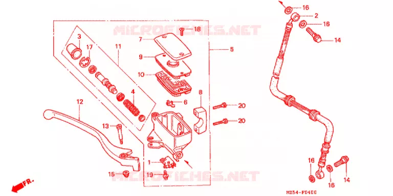 MAITRE CYLINDRE DE FREIN AVANT Honda MOTO 750 VF 1996  VF750CDT