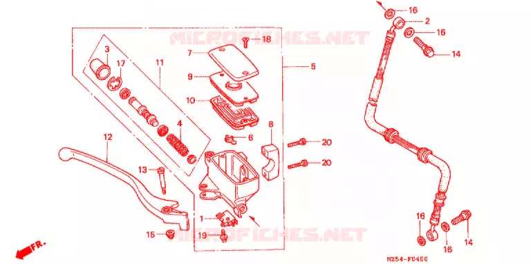 MAITRE CYLINDRE DE FREIN AVANT Honda MOTO 750 VF 1995  VF750CS