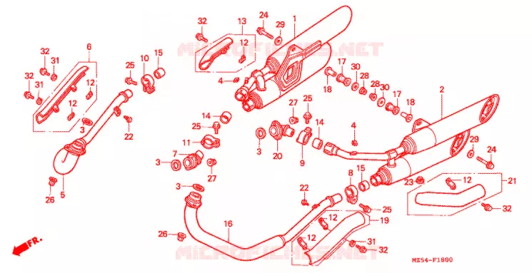 SILENCIEUX D'ECHAPPEMENT Honda MOTO 750 VF 1995  VF750CS