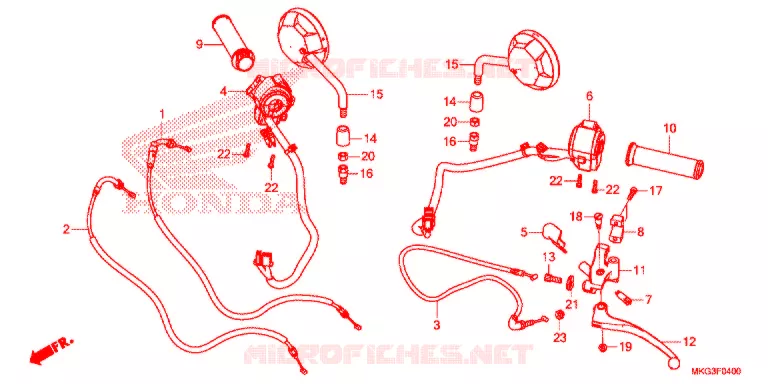 LEVIER DE GUIDON - CABLE - COMMODO Honda MOTO 500 REBEL 2017  CMX500AH