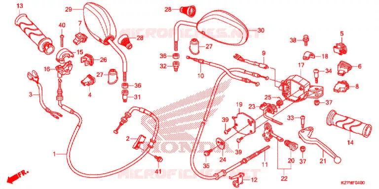 LEVIER DE GUIDON - CABLE - COMMODO Honda SCOOTER 125 AIR-BLADE 2015  ACA125CBFE