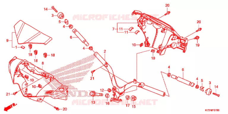 GUIDON - CARENAGE Honda MOTO 125 WAVE 2018  AFS125MCRH