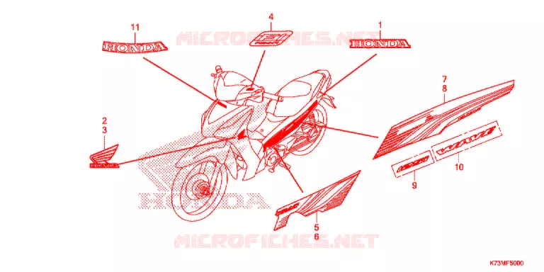 AUTOCOLLANTS Honda MOTO 125 WAVE 2018  AFS125MCSH