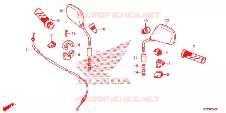 COMMODO - CABLE - RETROVISEUR Honda MOTO 125 WAVE 2018  AFS125MCSH