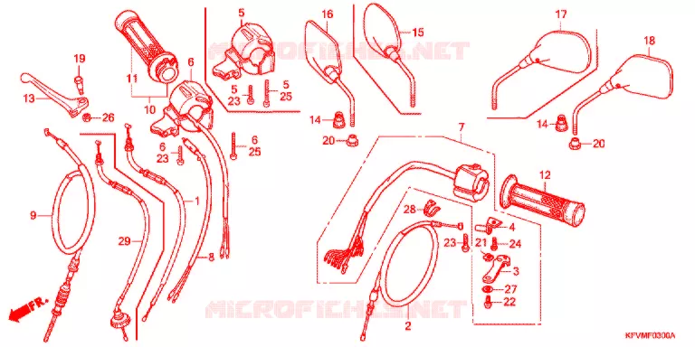 LEVIER DE GUIDON - CABLE - COMMODO Honda MOTO 100 C100 2012  C100B_MA