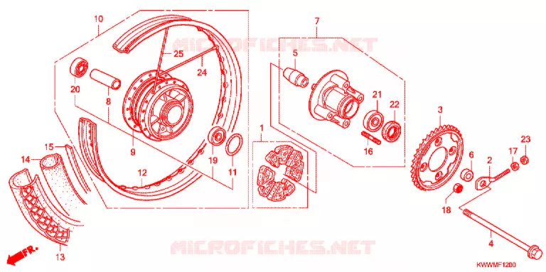 ROUE ARRIERE (AFX110S) Honda MOTO 110 WAVE 2012  AFX110SC