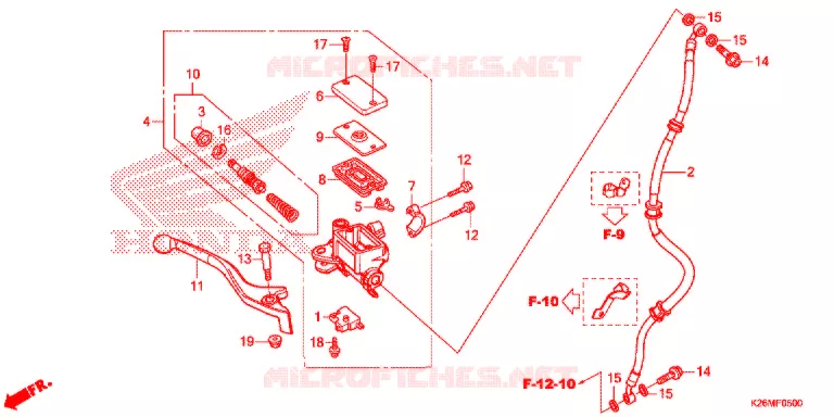 MAITRE CYLINDRE DE FREIN AVANT Honda MOTO 125 MSX 2016  MSX125G