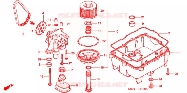 FILTRE A HUILE - CARTER D'HUILE - POMPE A HUILE Honda MOTO 250 MAGNA 2001  VT250C1