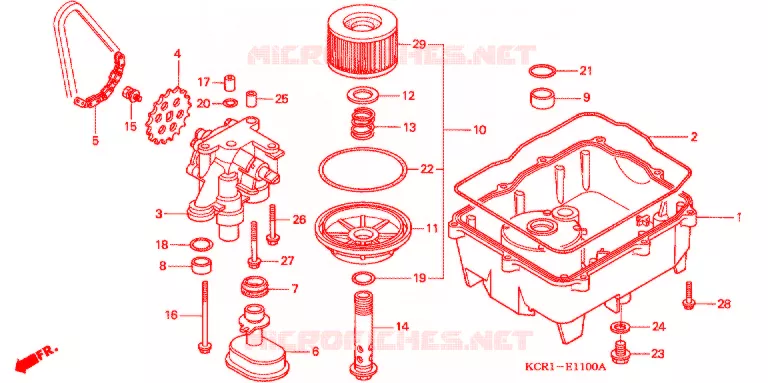 FILTRE A HUILE - CARTER D'HUILE - POMPE A HUILE Honda MOTO 250 MAGNA 2008  VT250C7