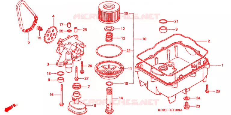 FILTRE A HUILE - CARTER D'HUILE - POMPE A HUILE Honda MOTO 250 MAGNA 1994  VT250CR