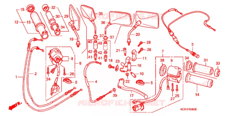 LEVIER DE GUIDON - CABLE - COMMODO Honda MOTO 250 MAGNA 1994  VT250CR_II