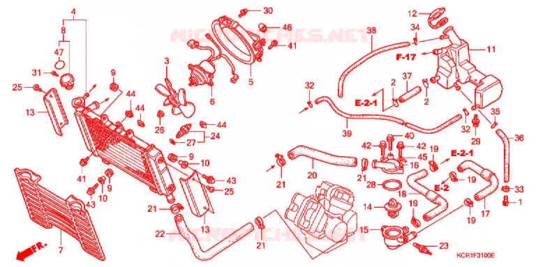 RADIATEUR Honda MOTO 250 MAGNA 1995  VT250CR_II