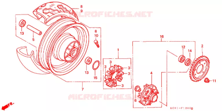 ROUE ARRIERE Honda MOTO 250 MAGNA 1995  VT250CR_II