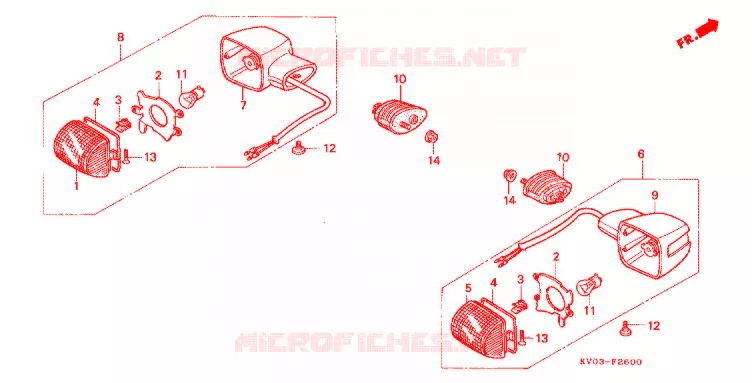 CLIGNOTANT ARRIERE (VT250FJ) Honda MOTO 250 VT 1988  VT250FJ