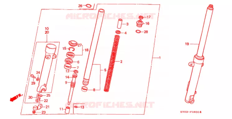 FOURCHE (VT250FJ/VTR250L) Honda MOTO 250 VT 1989  VT250FJ