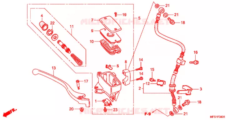 MAITRE CYLINDRE DE FREIN AVANT (VT400C2/C2F) Honda MOTO 400 SHADOW 2014  VT400C29