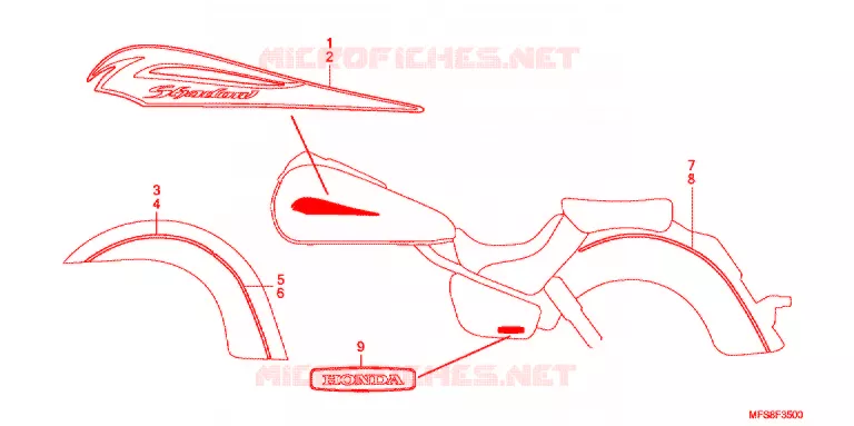 AUTOCOLLANTS Honda MOTO 400 SHADOW 2009  VT400CA9