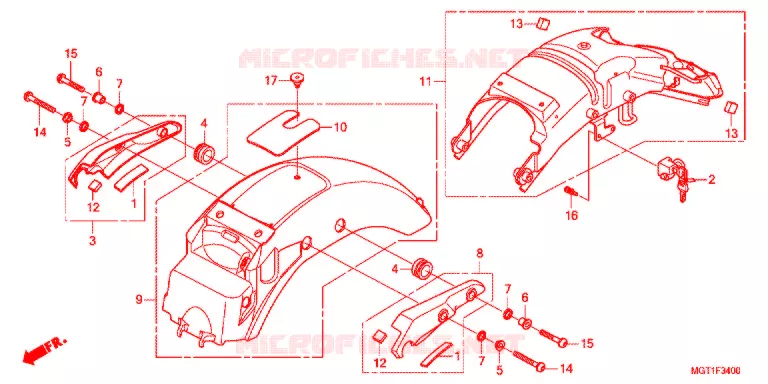 GARDE-BOUE ARRIERE Honda MOTO 400 VT 2012  VT400SB