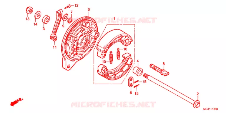 FLASQUE - MACHOIRES DE FREIN ARRIERE Honda MOTO 400 VT 2011  VT400SB