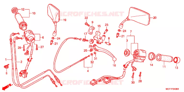 LEVIER DE GUIDON - CABLE - COMMODO Honda MOTO 400 VT 2013  VT400SB