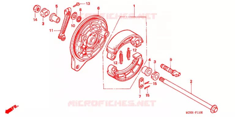 FLASQUE - MACHOIRES DE FREIN ARRIERE Honda MOTO 600 SHADOW 2001  VT600C1