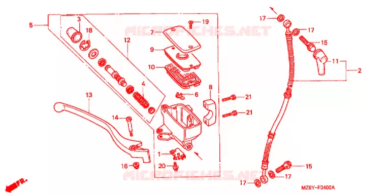 MAITRE CYLINDRE DE FREIN AVANT Honda MOTO 600 SHADOW 2003  VT600C3