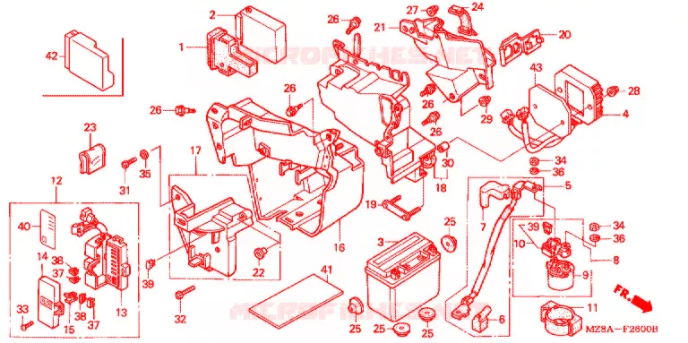 BATTERIE - BOITIER DE BATTERIE Honda MOTO 600 SHADOW 2004  VT600C4