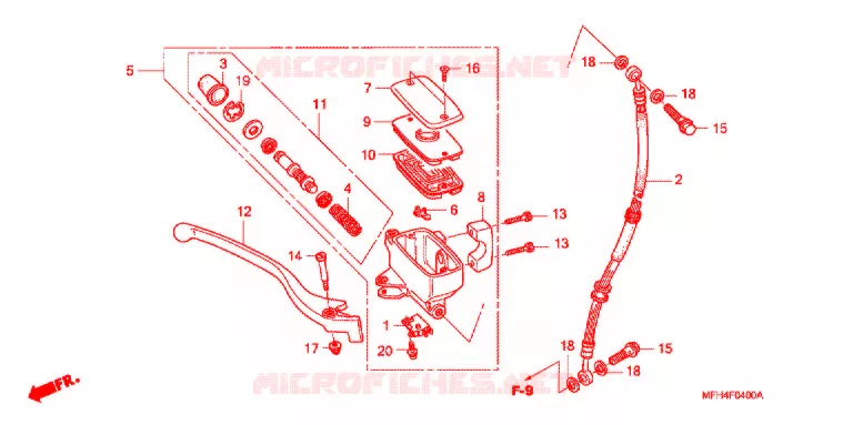 MAITRE CYLINDRE DE FREIN AVANT Honda MOTO 600 SHADOW 2006  VT600C6