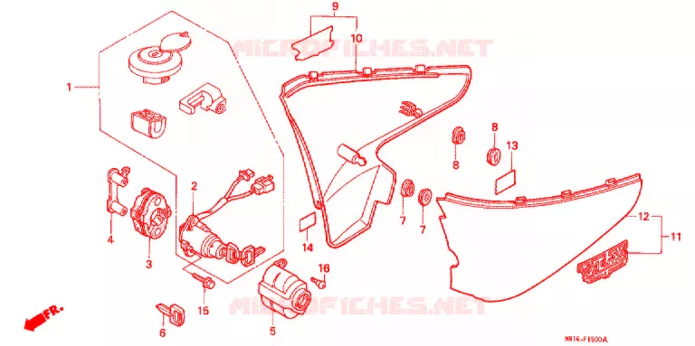 COUVERCLES LATERAUX Honda MOTO 600 SHADOW 1994  VT600CDR
