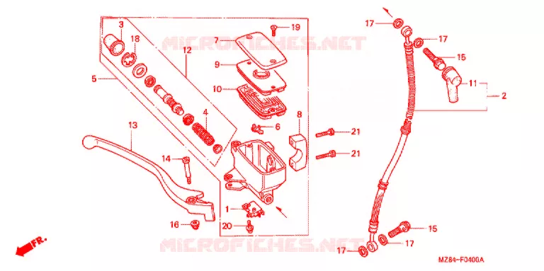 MAITRE CYLINDRE DE FREIN AVANT Honda MOTO 600 SHADOW 1996  VT600CDT