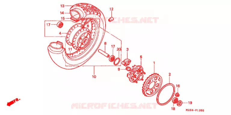 ROUE ARRIERE Honda MOTO 600 SHADOW 1998  VT600CDW