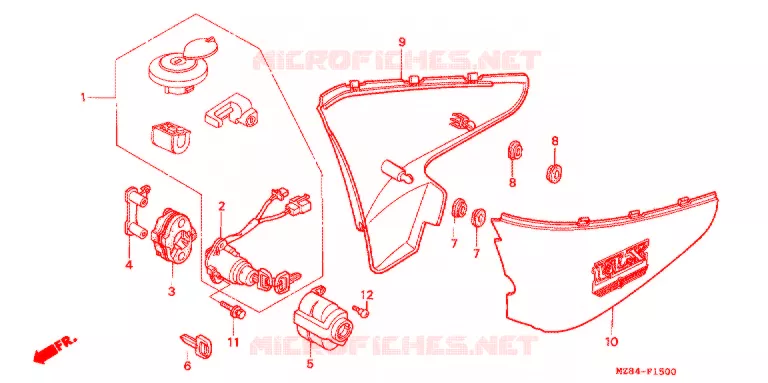 COUVERCLES LATERAUX Honda MOTO 600 SHADOW 1995  VT600CS
