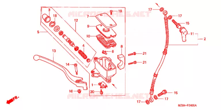 MAITRE CYLINDRE DE FREIN AVANT Honda MOTO 600 SHADOW 1996  VT600CT