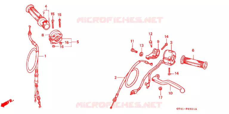 LEVIER DE GUIDON - CABLE - COMMODO (2) Honda MOTO 50 NSR 1996  NSR50S