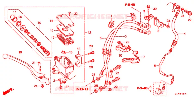 MAITRE CYLINDRE DE FREIN AVANT (VT750CS) Honda MOTO 750 SHADOW 2012  VT750CSC