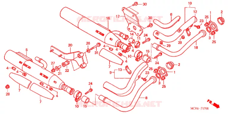SILENCIEUX D'ECHAPPEMENT Honda MOTO 750 SHADOW 2003  VT750DCA3