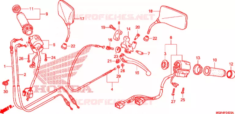 LEVIER DE GUIDON - CABLE - COMMODO Honda MOTO 750 SHADOW 2010  VT750RSA_A