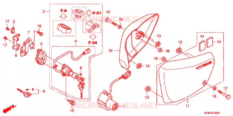 COUVERCLES LATERAUX Honda MOTO 750 VT 2010  VT750SA_J