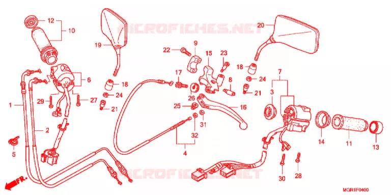 LEVIER DE GUIDON - CABLE - COMMODO Honda MOTO 750 VT 2010  VT750SA_J