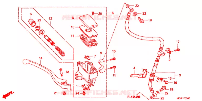 MAITRE CYLINDRE DE FREIN AVANT Honda MOTO 750 VT 2010  VT750SA_J