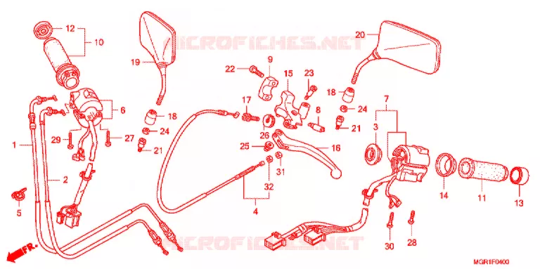 LEVIER DE GUIDON - CABLE - COMMODO Honda MOTO 750 VT 2011  VT750SB