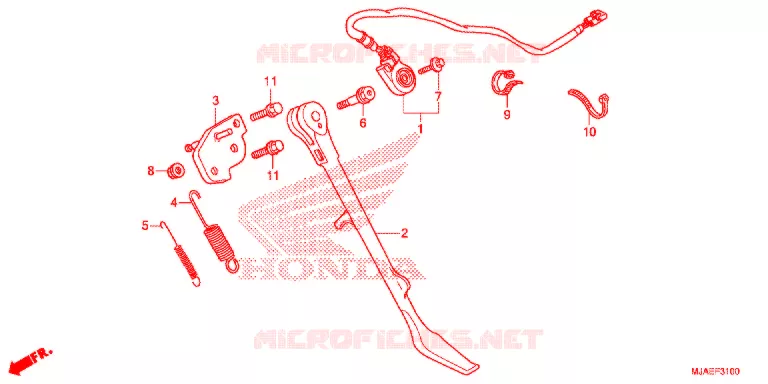 BEQUILLE LATERALE (VT750CS/C2B/C2S/C) Honda MOTO 750 SHADOW 2016  VT750CSG