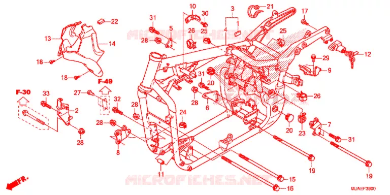 CADRE (VT750CS/C2B/C2S/C) Honda MOTO 750 SHADOW 2016  VT750CSG
