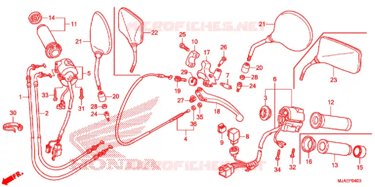 LEVIER DE GUIDON - CABLE - COMMODO Honda MOTO 750 SHADOW 2016  VT750CSG