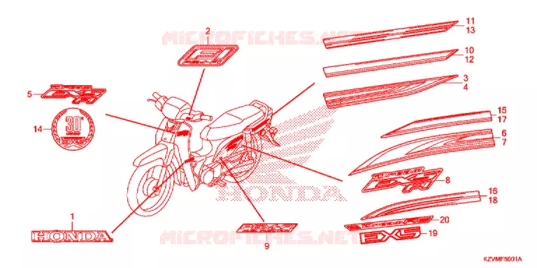 AUTOCOLLANTS (NBC110KDF/MDF/MCD) Honda MOTO 110 EX5 2017  NBC110MCDH