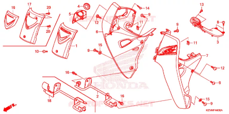 CARENAGE AVANT - PROTEGE JAMBES Honda MOTO 110 EX5 2017  NBC110MCDH