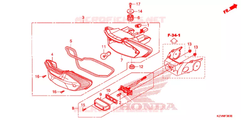 FEU ARRIERE (NBC110KDF/MDF/MCD) Honda MOTO 110 EX5 2017  NBC110MDFH