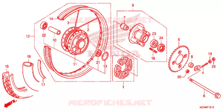 ROUE ARRIERE  Honda MOTO 110 EX5 2017  NBC110MDFH