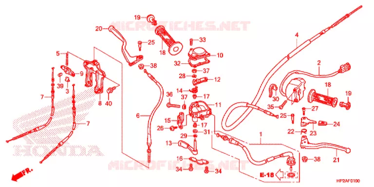 LEVIER DE GUIDON - CABLE - COMMODO Honda ATV 90 FOURTRAX 2017  TRX90XH
